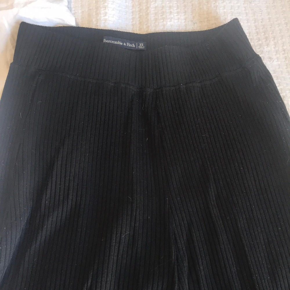 A&F cropped ribbed knit wide leg pants
